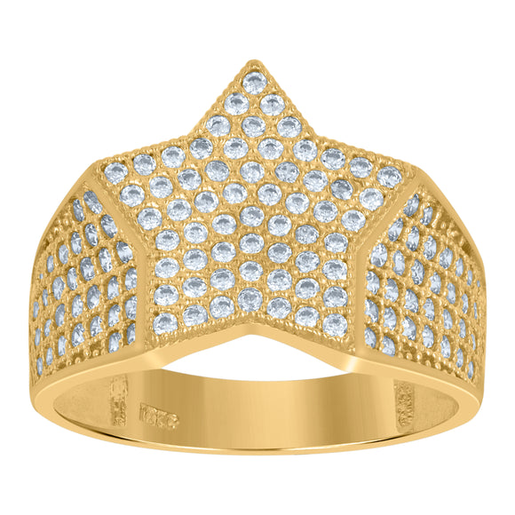 10kt Two-tone Gold CZ Mens Star Shape Pinky Ring Band