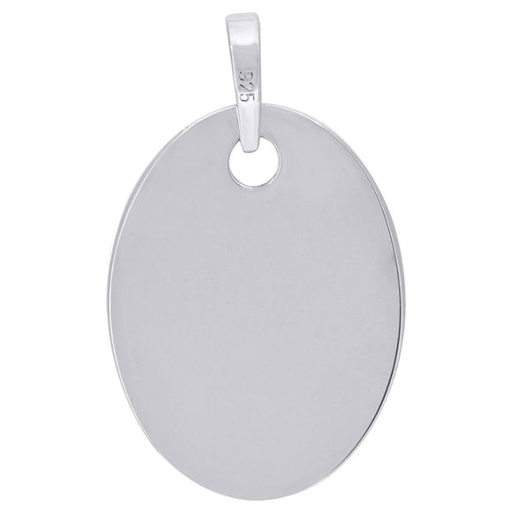 925 Sterling Silver Mens Fashion Oval Disc Charm Pendant