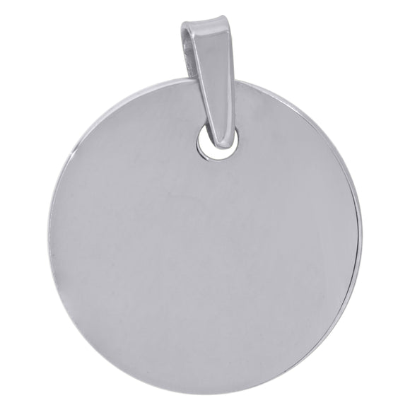 925 Sterling Silver Mens Fashion Round Disc Charm Pendant