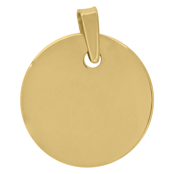 925 Sterling Silver Yellow-tone Mens Fashion Round Disc Charm Pendant