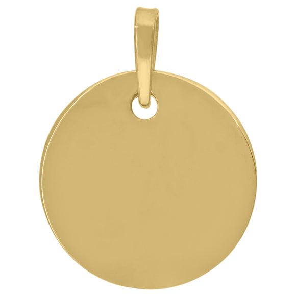 925 Sterling Silver Yellow-tone Mens Fashion Round Disc Charm Pendant
