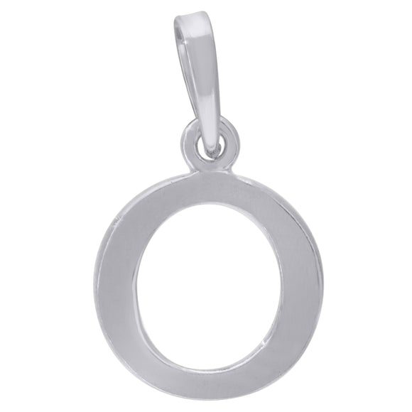 925 Sterling Silver Unisex Plain Initial Alphabet O Charm Pendant