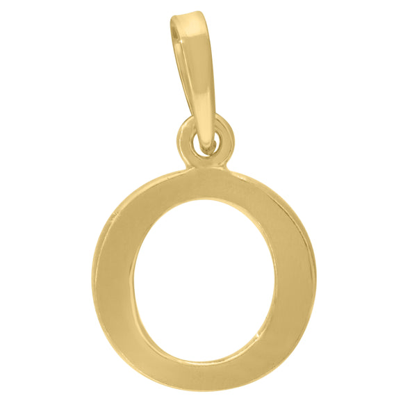 925 Sterling Silver Yellow-tone Unisex Plain Initial Alphabet O Charm Pendant