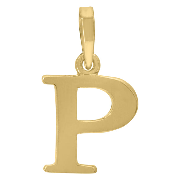 925 Sterling Silver Yellow-tone Unisex Plain Initial Alphabet P Charm Pendant