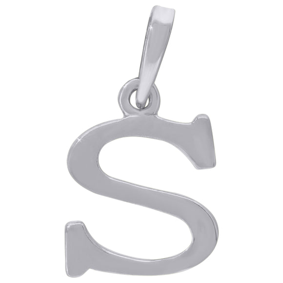 925 Sterling Silver Unisex Plain Initial Alphabet S Charm Pendant