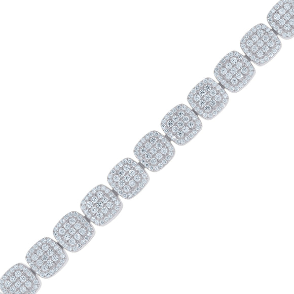 925 Sterling Silver Women Micropave Cubic Zirconia Link Bracelet
