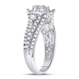 10kt White Gold Womens Round Diamond Flower Cluster Ring 1-1/4 Cttw