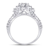 10kt White Gold Womens Round Diamond Flower Cluster Ring 1-1/4 Cttw
