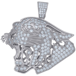 925 Sterling Silver Mens Cubic Zirconia Animal Panther Charm Pendant