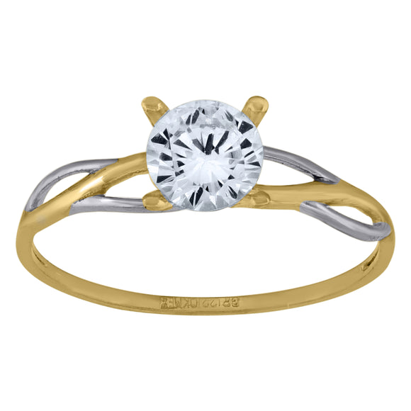 14kt Two-tone Gold Womens Cubic Zirconia Twisted Engagement Ring