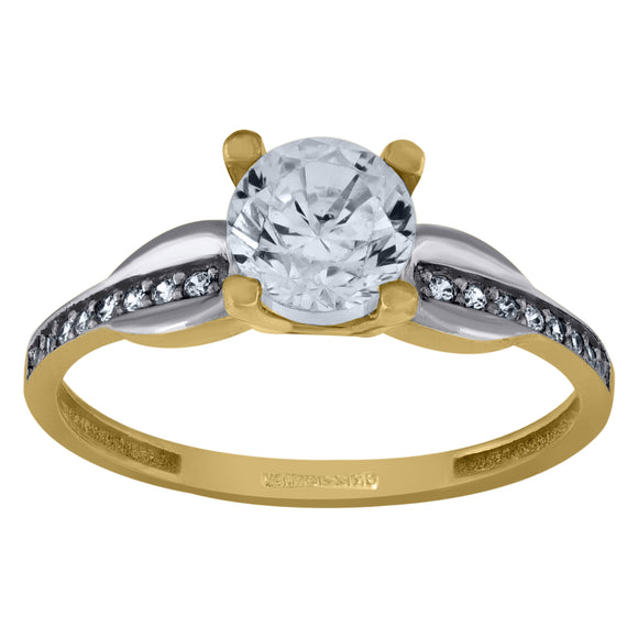 14kt Two-tone Gold Womens Cubic Zirconia Polished Finish Engagement Ring