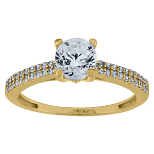 14kt Yellow Gold Womens Cubic Zirconia Polished Finish Engagement Ring