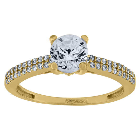 14kt Yellow Gold Womens Cubic Zirconia Polished Finish Engagement Ring