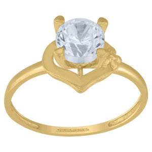 14kt Yellow Gold Womens Cubic Zirconia Polished Finish Engagement Ring