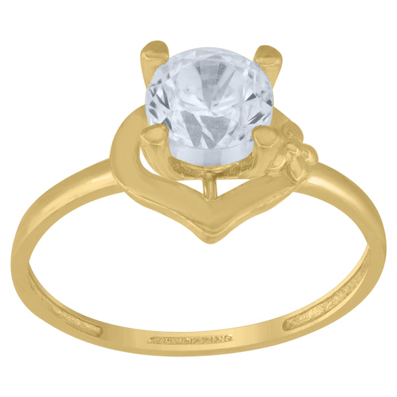 14kt Yellow Gold Womens Cubic Zirconia Polished Finish Engagement Ring