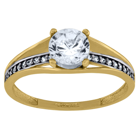 14kt Two-tone Gold Womens Cubic Zirconia Polished Finish Engagement Ring