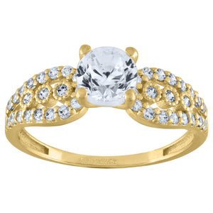 14kt Yellow Gold Womens Cubic Zirconia Polished Finish Engagement Ring