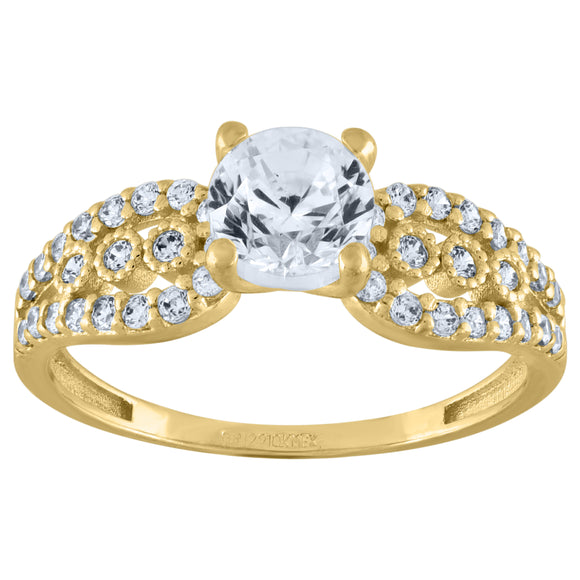 14kt Yellow Gold Womens Cubic Zirconia Polished Finish Engagement Ring