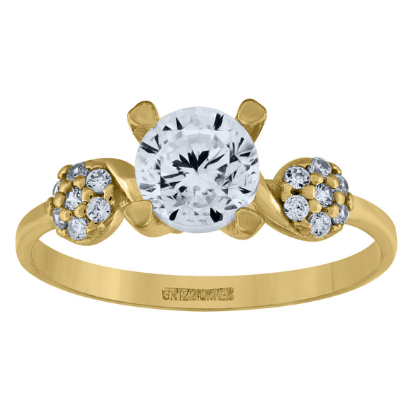 14kt Yellow Gold Womens Cubic Zirconia Polished Finish Engagement Ring
