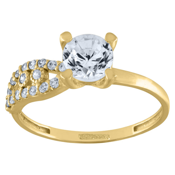 14kt Yellow Gold Womens Cubic Zirconia Polished Finish Engagement Ring
