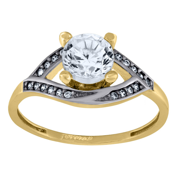 14kt Two-tone Gold Womens Cubic Zirconia Polished Finish Engagement Ring