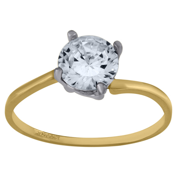 14kt Two-tone Gold Womens Cubic Zirconia Polished Finish Engagement Ring