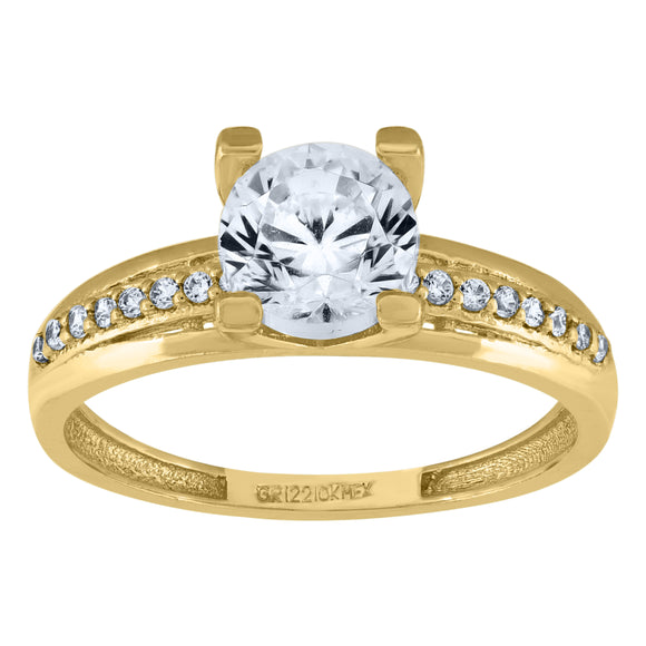 14kt Yellow Gold Womens Cubic Zirconia Polished Finish Engagement Ring