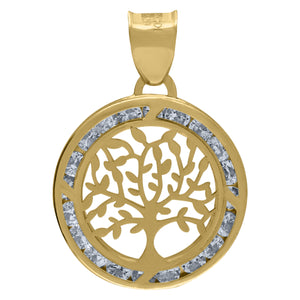 14kt Yellow Gold Unisex CZ Tree Of Life Charm Goodluck Pendant