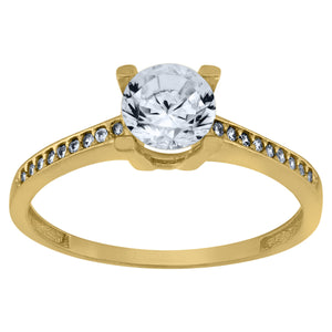 14kt Yellow Gold Womens Cubic Zirconia Polished Finish Engagement Ring