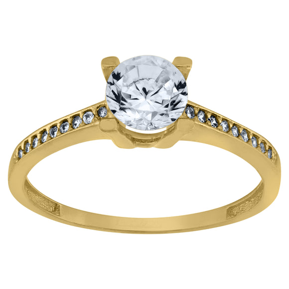 14kt Yellow Gold Womens Cubic Zirconia Polished Finish Engagement Ring