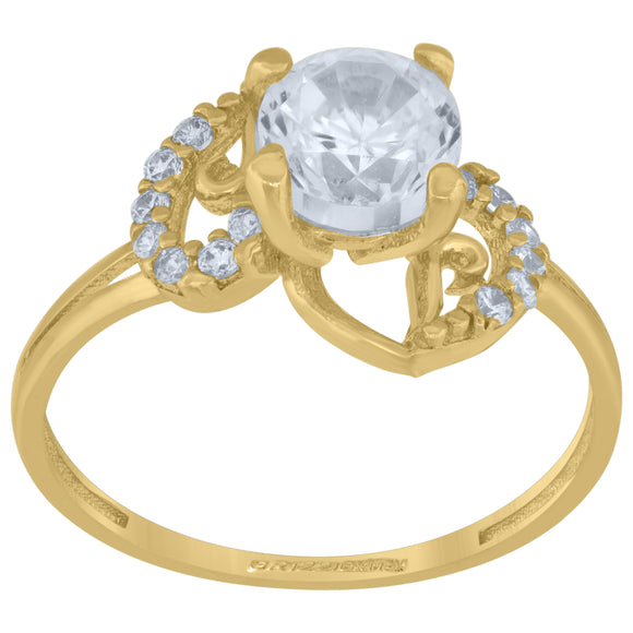 14kt Yellow Gold Womens Cubic Zirconia Polished Finish Engagement Ring