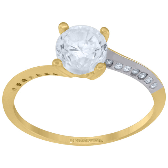 14kt Two-tone Gold Womens Cubic Zirconia Polished Finish Engagement Ring