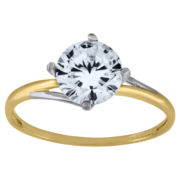 14kt Two-tone Gold Womens Cubic Zirconia Polished Finish Engagement Ring