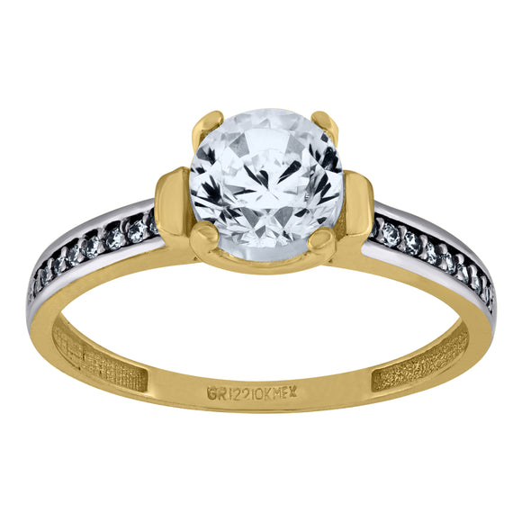 14kt Two-tone Gold Womens Cubic Zirconia Polished Finish Engagement Ring