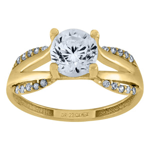 14kt Yellow Gold Womens Cubic Zirconia Polished Finish Engagement Ring