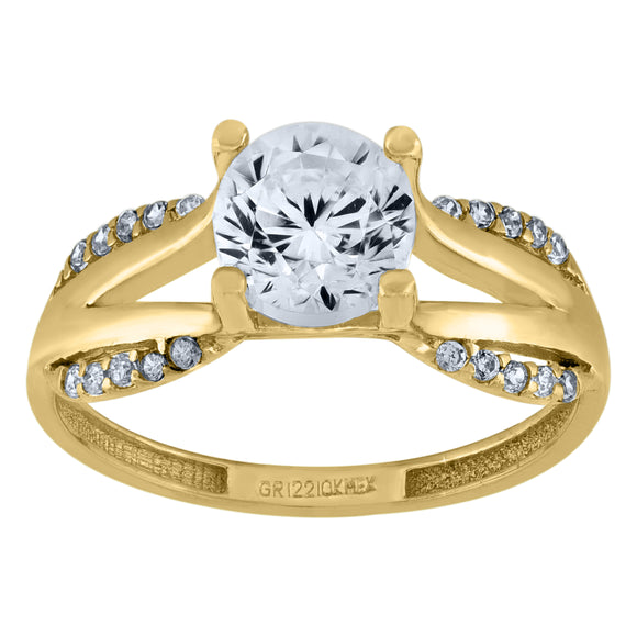 14kt Yellow Gold Womens Cubic Zirconia Polished Finish Engagement Ring