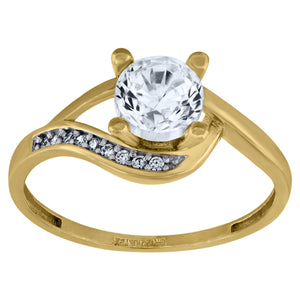 14kt Two-tone Gold Womens Cubic Zirconia Polished Finish Engagement Ring
