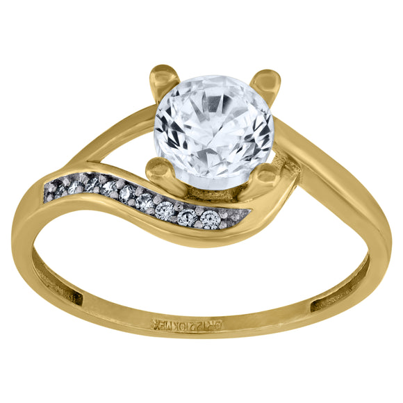 14kt Two-tone Gold Womens Cubic Zirconia Polished Finish Engagement Ring