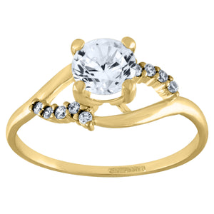 14kt Yellow Gold Womens Cubic Zirconia Polished Finish Engagement Ring