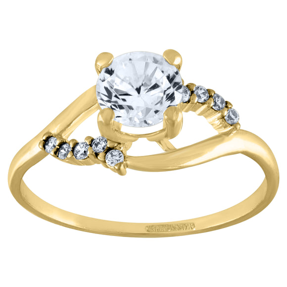 14kt Yellow Gold Womens Cubic Zirconia Polished Finish Engagement Ring