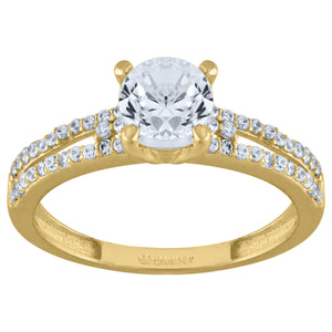 14kt Yellow Gold Womens Cubic Zirconia Polished Finish Engagement Ring