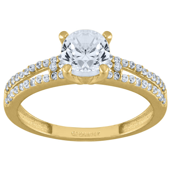 14kt Yellow Gold Womens Cubic Zirconia Polished Finish Engagement Ring