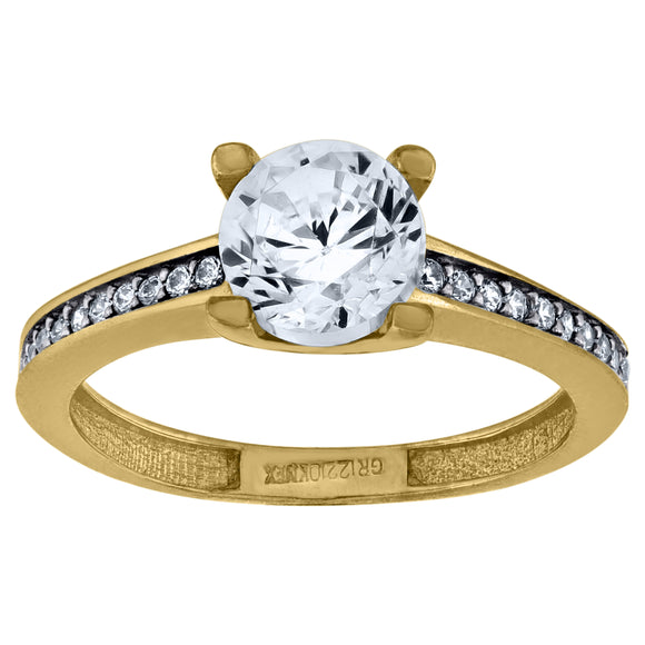 14kt Yellow Gold Womens Cubic Zirconia Polished Finish Engagement Ring
