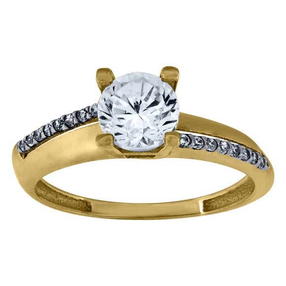 14kt Two-tone Gold Womens Cubic Zirconia Polished Finish Engagement Ring