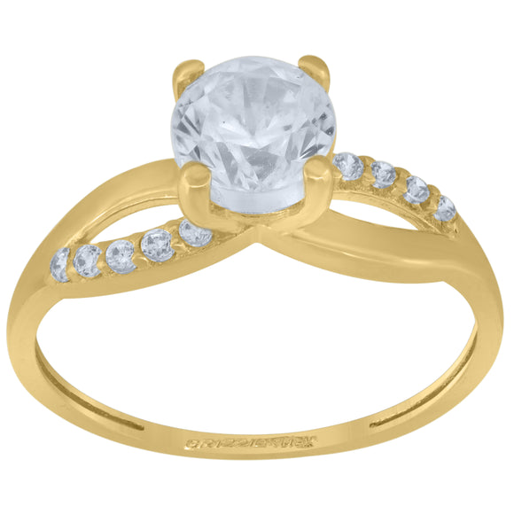 14kt Yellow Gold Womens Cubic Zirconia Polished Finish Engagement Ring