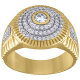925 Sterling Silver Yellow-Tone Mens Cubic Zirconia Round Head Presidential Ring Size 7