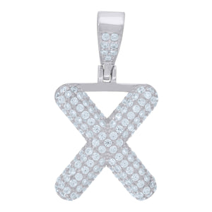 925 Sterling Silver Unisex CZ Initial Alphabet X Charm Pendant
