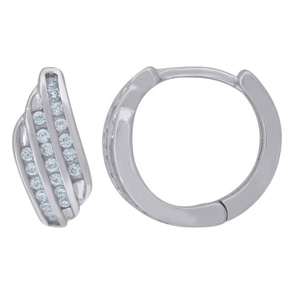 925 Sterling Silver Womens Cubic Zirconia Huggie Hoop Earrings