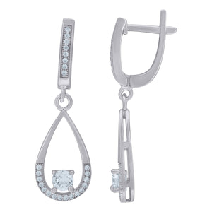 925 Sterling Silver Womens Cubic Zirconia Tear Drop Dangle Earrings