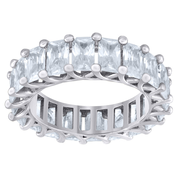 925 Sterling Silver Womens Cubic Zirconia 5mm Stackable Band Ring Size 7